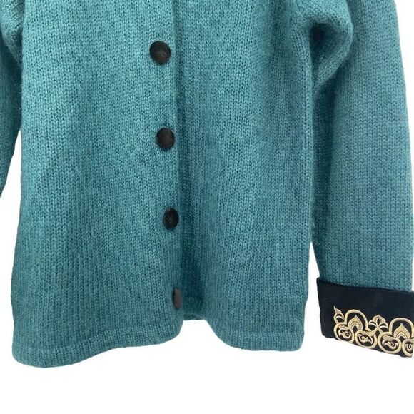 C. Webb & Co. Vintage Mohair Blend Cardigan Sweater Green Medium - Picture 4 of 9
